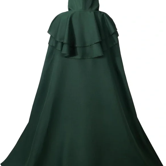 Unisex Dark Green Hooded Cloak - Picture 8 of 11